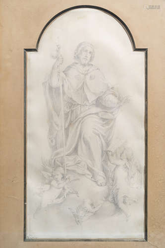 European school: Saint James the Great, pencil on paper, 18t...