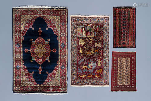 Four various Oriental rugs, wool on cotton, 20th C.