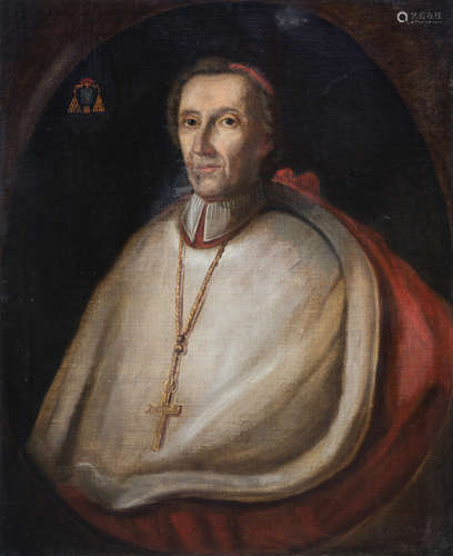 French school: Portrait of a cardinal, oil on canvas, 18th C...