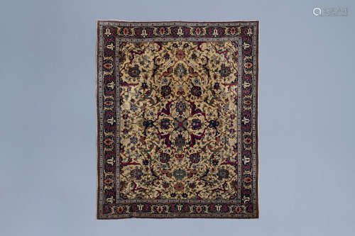 An Oriental Petag or Benlian style Tabriz rug, wool on cotto...