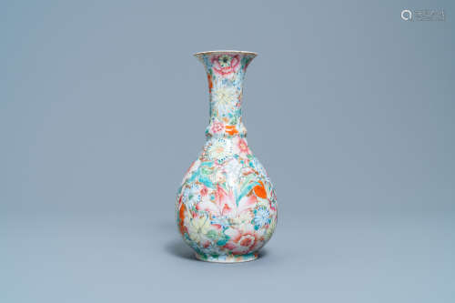 A Chinese famille rose 'millefleurs' vase, Qianlong mark, Re...