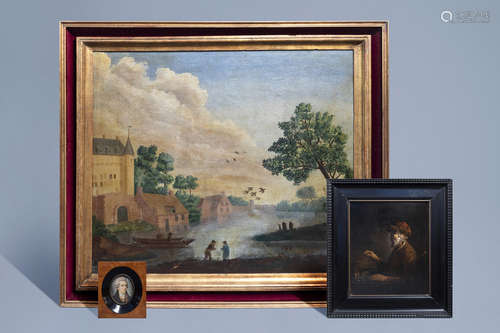 European school: Three various paintings, various techniques...