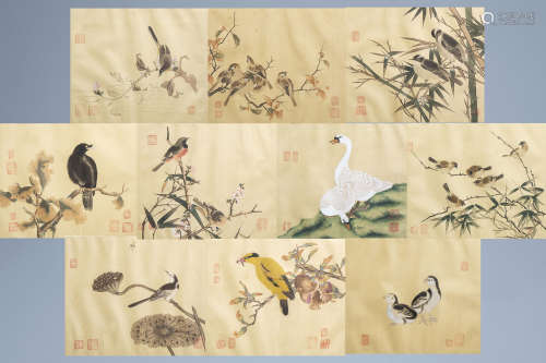 Chinese school, ink and colours on silk, 19th/20th C.: Ten p...