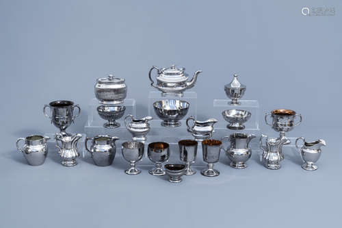 A varied collection of English silver lustreware items, 19th...