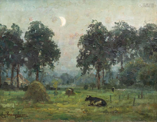Auguste Breugelmans (19th/20th C.): A landscape with cattle ...