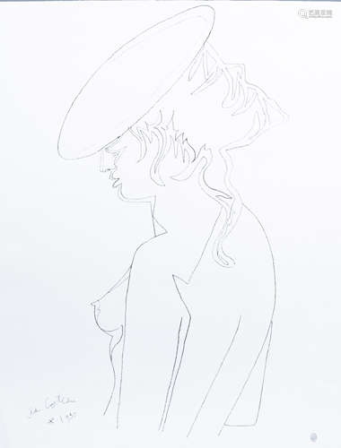 Jean Cocteau (1889-1963): 'Femme au profil', lithography, da...