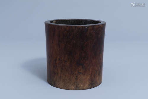 A Chinese wooden brush pot, Qing