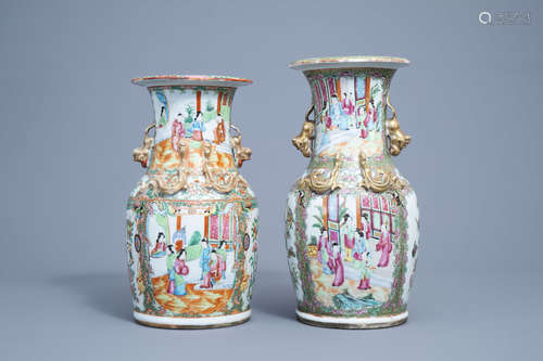 Two Chinese Canton famille rose vases, 19th C.