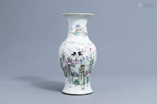 A Chinese famille rose yenyen vase decorated on both sides, ...