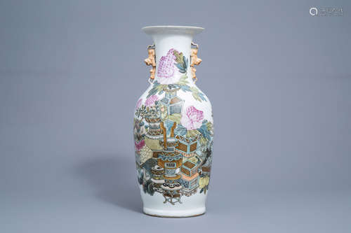 A Chinese qianjiang cai vase with antiquities design, 19th/2...