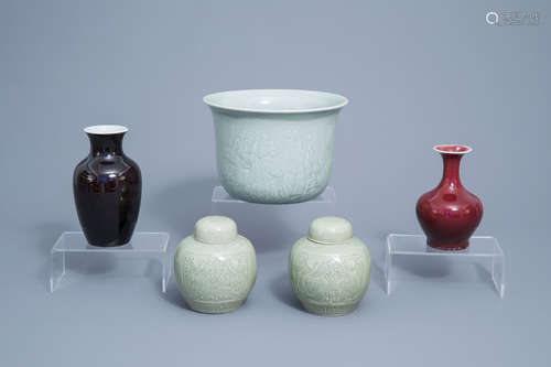 A varied collection of Chinese monochrome porcelain, 19th/20...