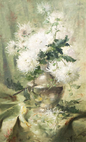 Frans Mortelmans (1865-1936): Still life of flowers, oil on ...