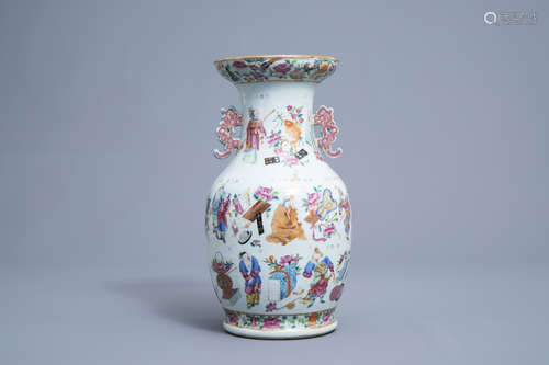 A Chinese famille rose 'Wu Shuang Pu' vase, 19th C.