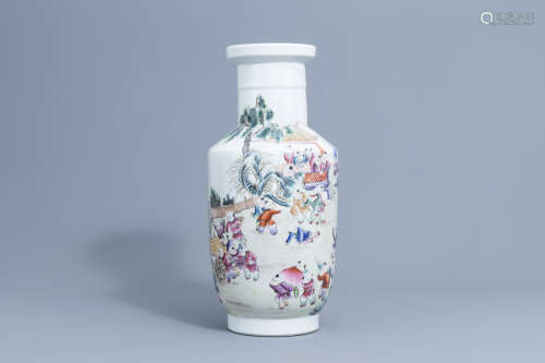A Chinese famille rose '100 boys' vase, Qianlong mark, 20th ...