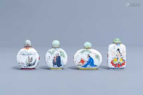 Two Chinese reverse-painted glass snuff bottles and four in ...