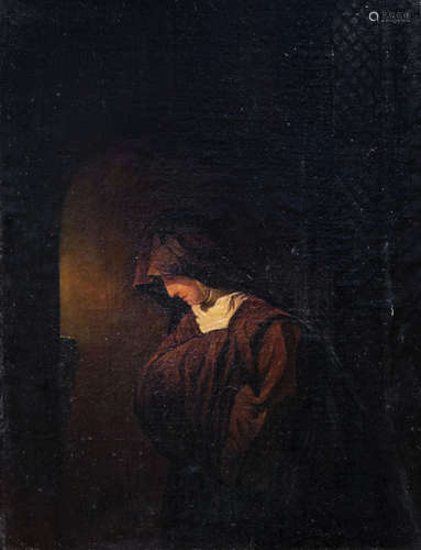 Jozef Bellemans (1816-1888): The prayer, oil on canvas marou...