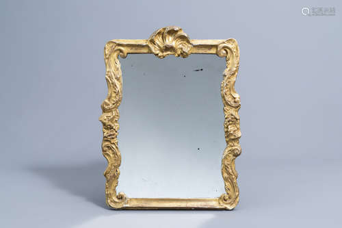 A French Louis XV gilt wood mirror, 18th C.