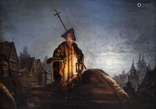 European school, monogrammed JB: The town crier, oil on boar...