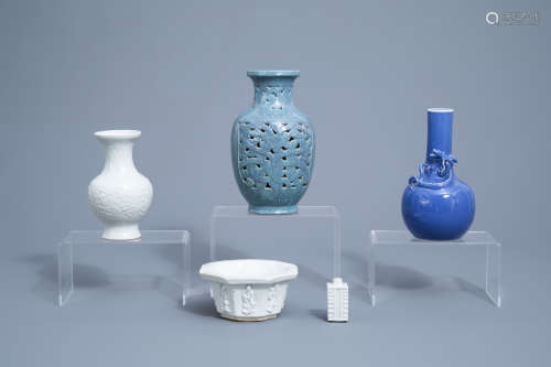 A varied collection of Chinese monochrome porcelain wares, 1...