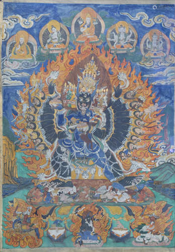 A 'Hevajra' thangka, Tibet or Nepal, 19th/20th C.