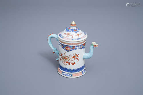 A Chinese famille rose dragon spouted teapot and cover with ...