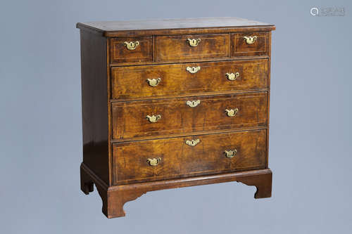 An English George I walnut chest with drawers, first half of...