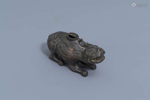 A Chinese bronze 'mythical beast' waterdropper, Qing