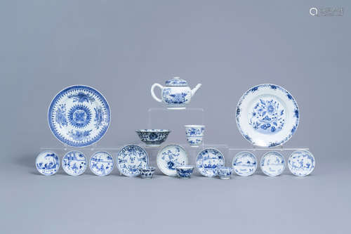 A varied collection of Chinese blue and white porcelain, 18t...