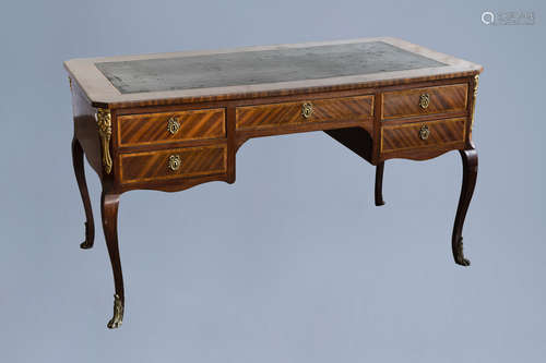 A French Louis XV style gilt bronze mounted wooden bureau pl...