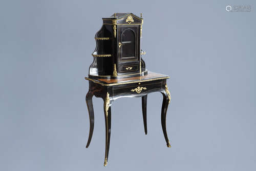 A French ebonised wooden gilt bronze mounted bonjour du jour...