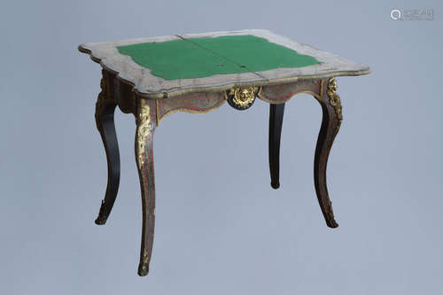 A French Historicism gilt mounted tortoiseshell and brass ma...