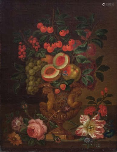 European school: Still life of flowers, oil on canvas, 19th ...