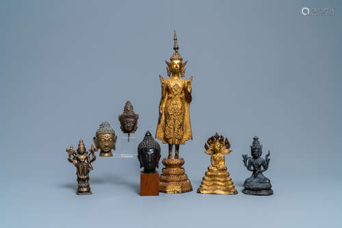 A collection of bronze figures and fragments, India, Thailan...