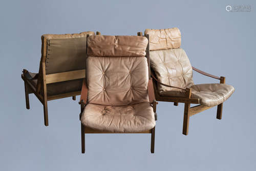 Torbjorn Afdal (1917-1999): Three 'hunter lounge' chairs, No...