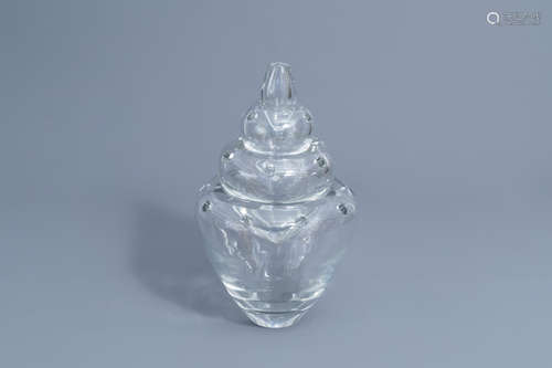 A four-piece Val Saint Lambert crystal tulip vase, 