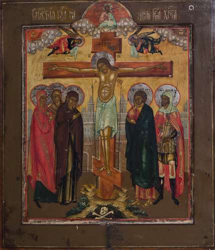 A Russian icon, 'The crucifixion of Christ', 19th C.