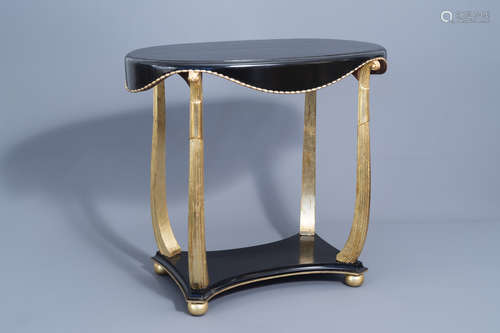 A French lacquered and gilt wood side table, Maurice Dufrene...