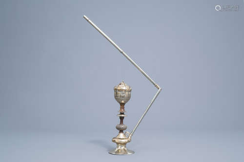 A silver and wood shisha or hooka, India, 19th/20th C.