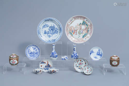 A varied collection of Chinese famille rose, blue, white and...