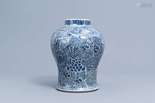 A Chinese blue and white baluster vase with phoenixes, Kangx...