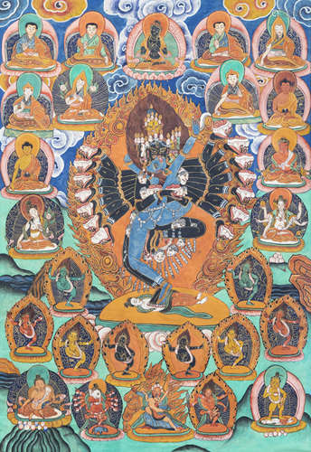 A 'Hevajra' thangka, Tibet or Nepal, 19th/20th C.