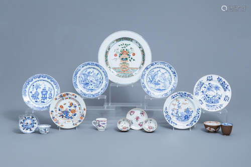 A collection of Chinese blue, white, famille rose, verte and...