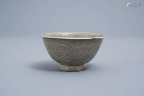 A Chinese carved Yaozhou celadon bowl, Song