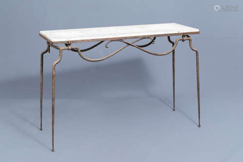 Attr. to RenŽ Prou (1889-1947): A wrought iron console with ...