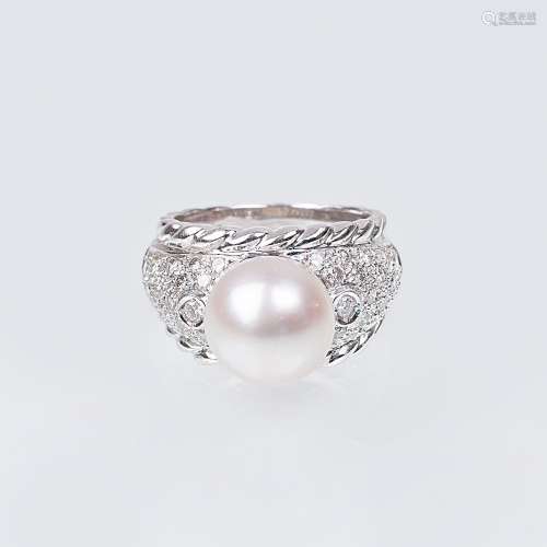 Brillant-Ring mit Perle.