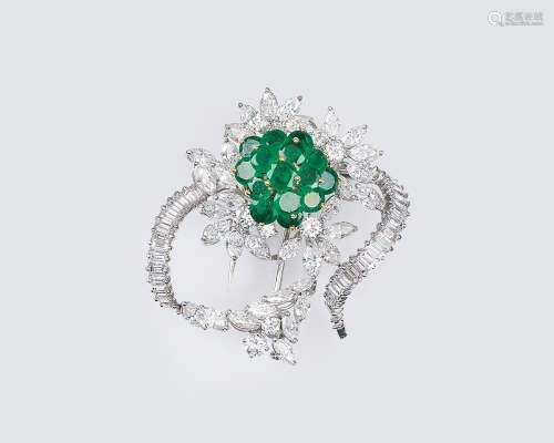 Juwelier Wilm gegr. 1767, Hamburg. Vintage Smaragd-Diamant-B...