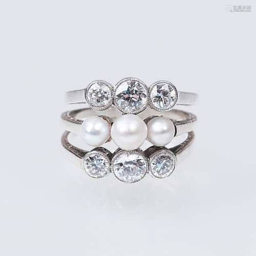 Jugendstil Diamant-Perl-Ring.