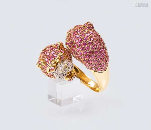 Pink-Saphir Ring 'Panther'.