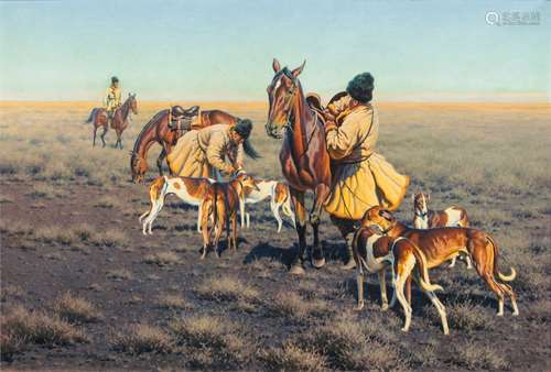 Hugo Ungewitter (Kappeln 1869 - 1947). Kosaken in der Steppe...