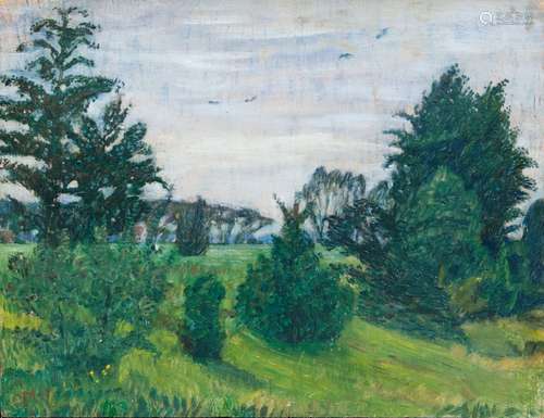 Otto Modersohn (Soest 1865 - Fischerhude 1943). Büsche am Wi...